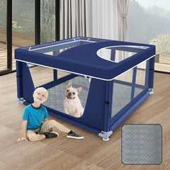 XVISHX puppy playpen cover provides protected outdoor play space.