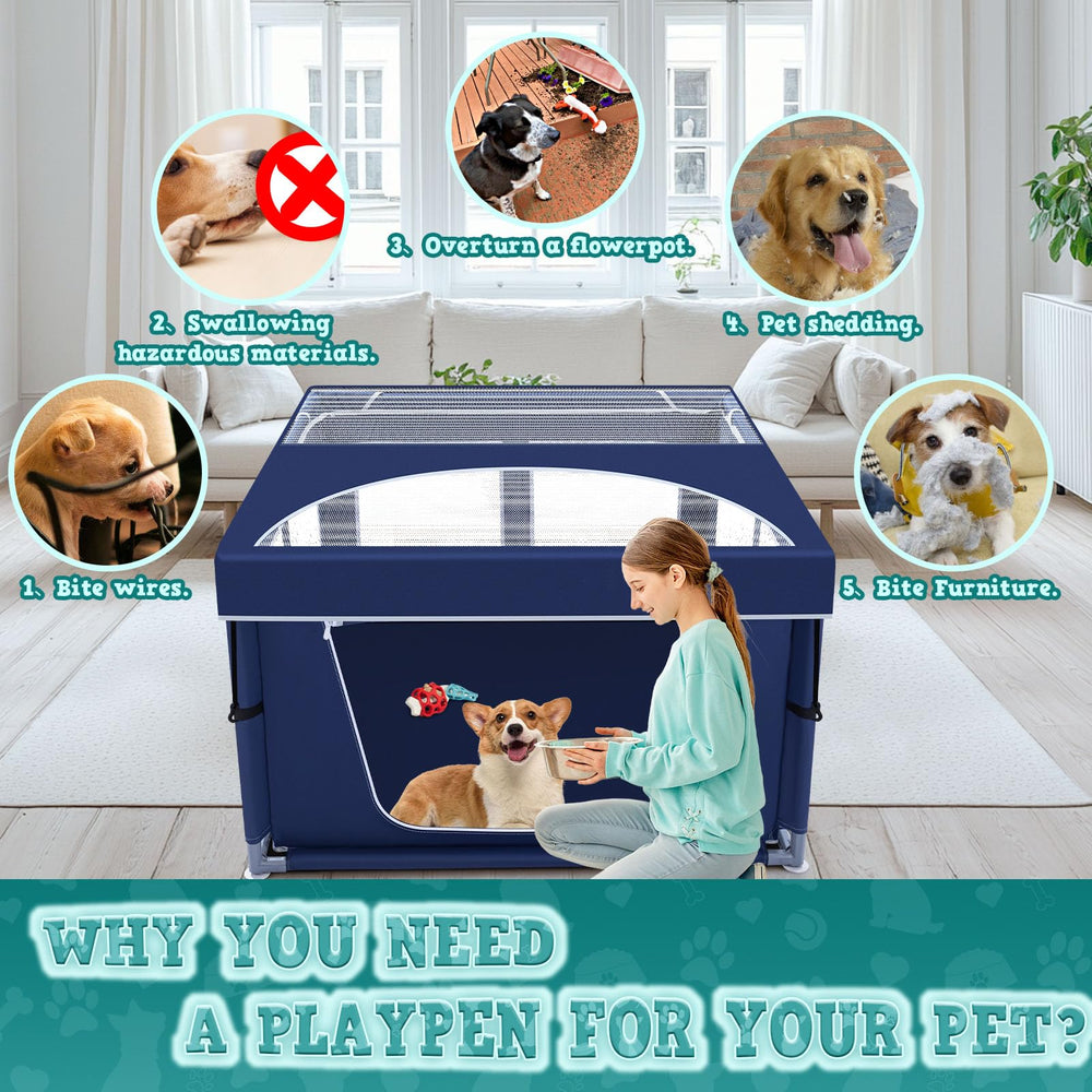 XVISHX puppy playpen tool-free assembly demonstrates quick setup for busy owners