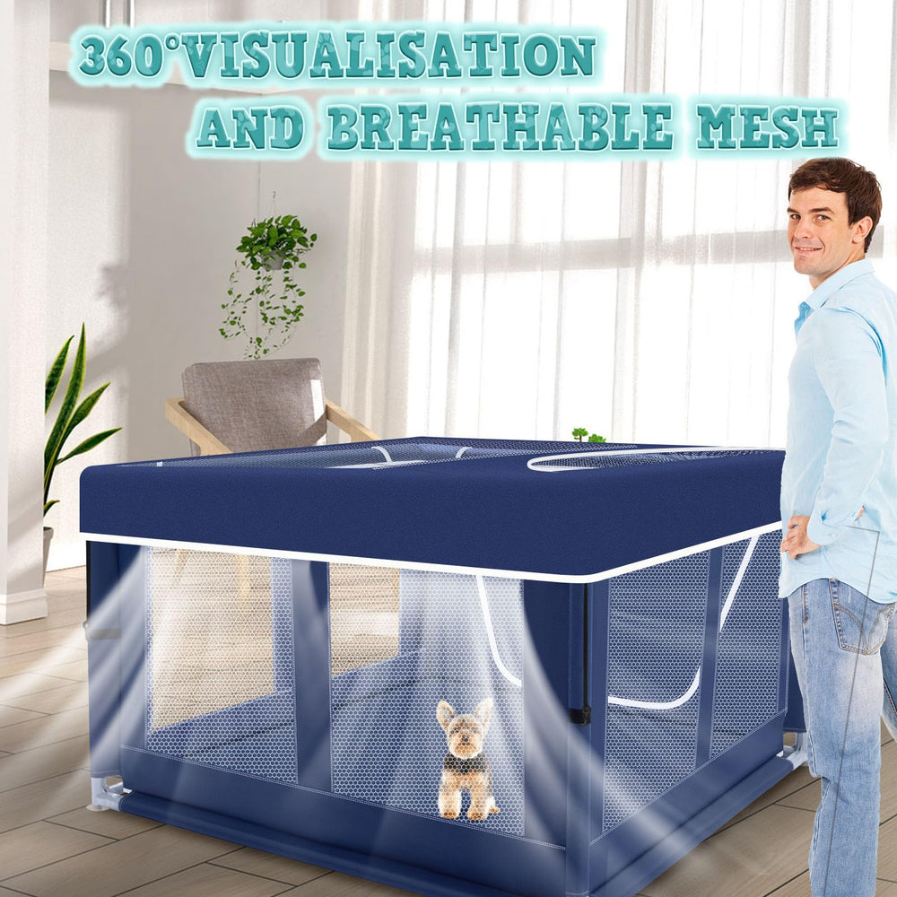 XVISHX puppy playpen waterproof Oxford fabric ensures easy cleaning outdoors