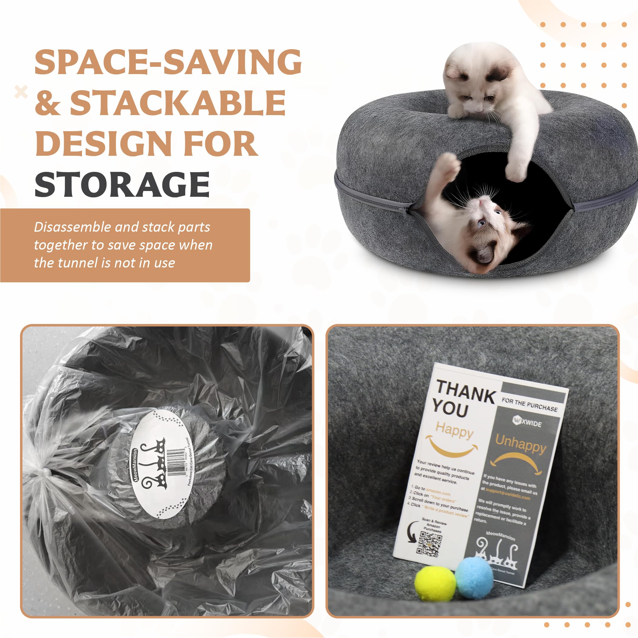 XWIDE MeowMansion spacious cat cave provides a secure, semi-enclosed space for cats.