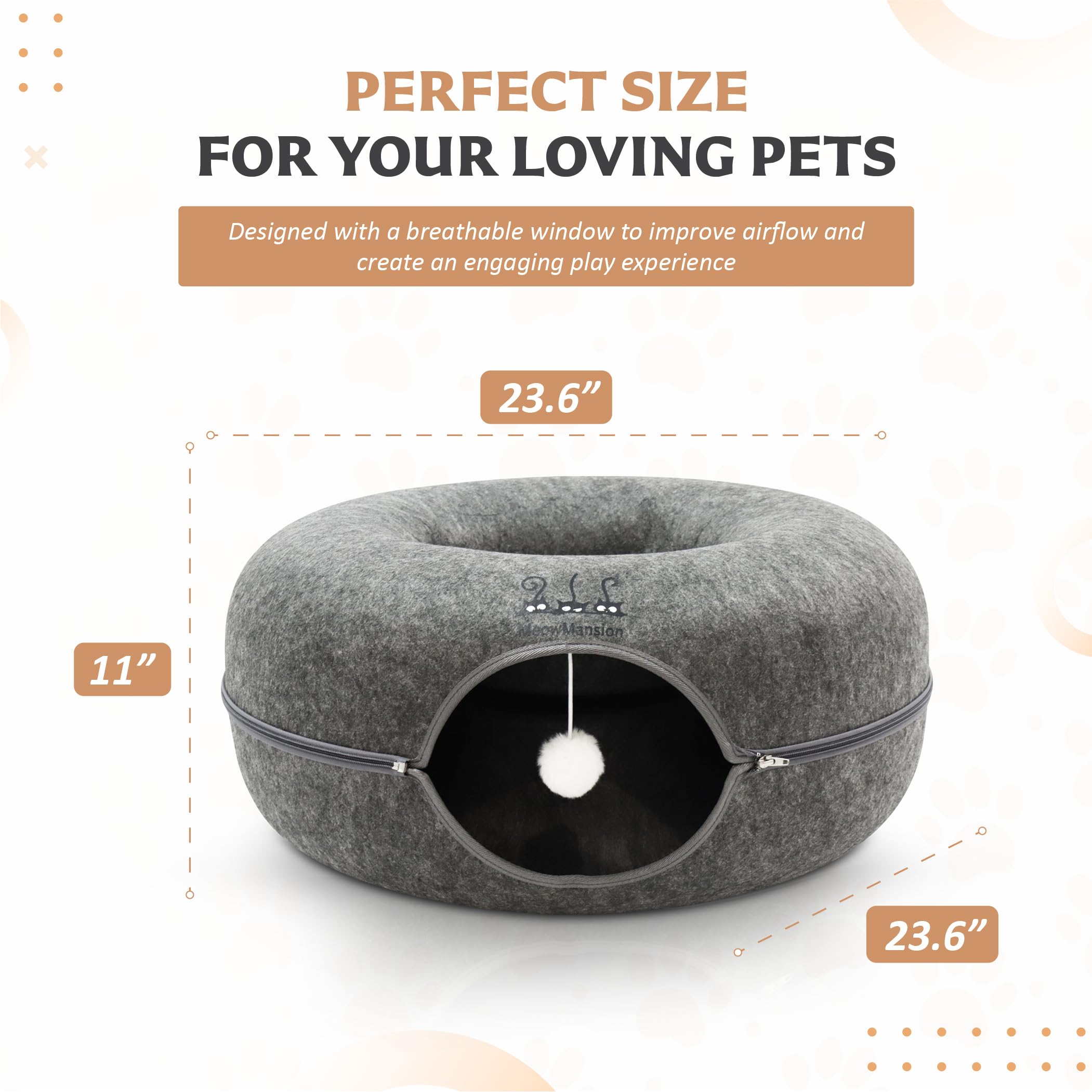 XWIDE MeowMansion roomy tunnel bed suits multi-cat households for shared play.