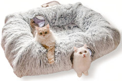 XxingSheep 4-cave XL cat tunnel bed offers spacious lounging for indoor cats.