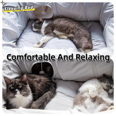 XxingSheep 4 Ways Shuttled XL cat tunnel bed center mat provides plush lounging space