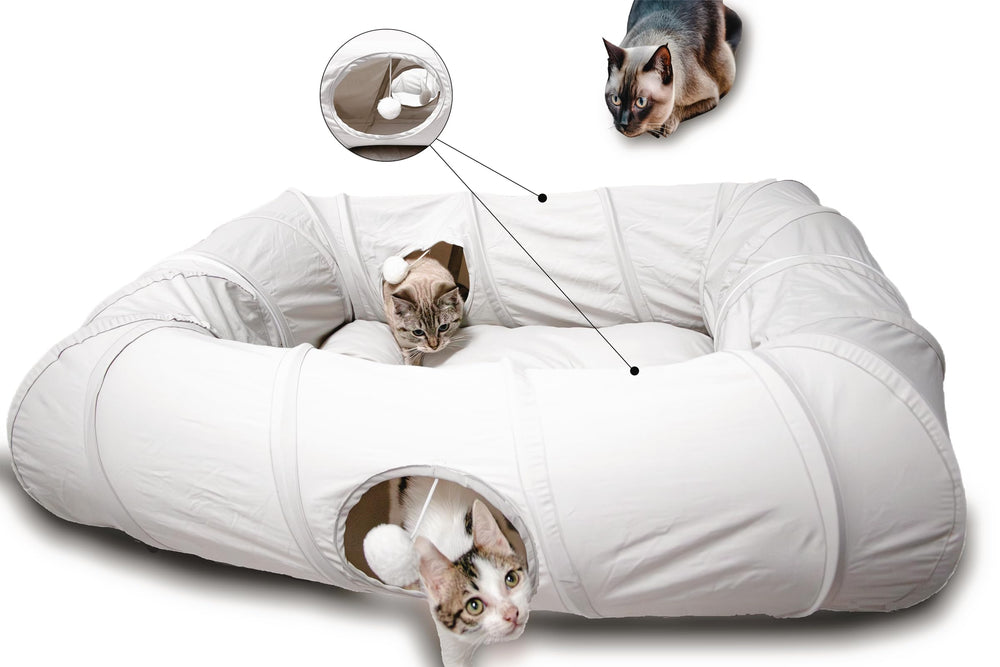 XxingSheep 4 Ways Shuttled XL cat tunnel bed outer view demonstrates breathable fabric for hot days