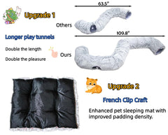 XxingSheep cat tunnel bed entry and exit shows easy access and safety.