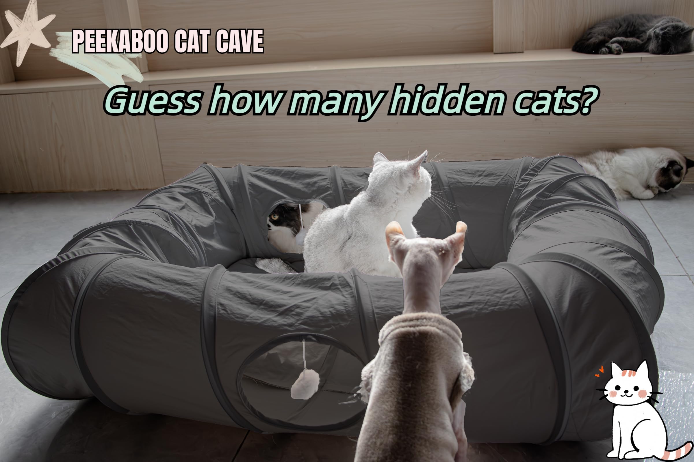 XxingSheep cat tunnel bed exterior in dark gray offers cozy hideaway for lounging