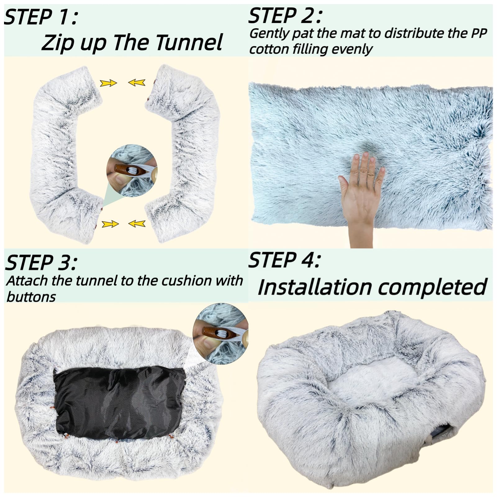 XxingSheep cat tunnel bed folds flat for easy storage and travel.