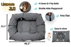 XxingSheep cat tunnel bed with four entrances and dangling balls encourages interactive play