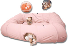 XxingSheep cat tunnel bed pink open tunnel view for interactive play.