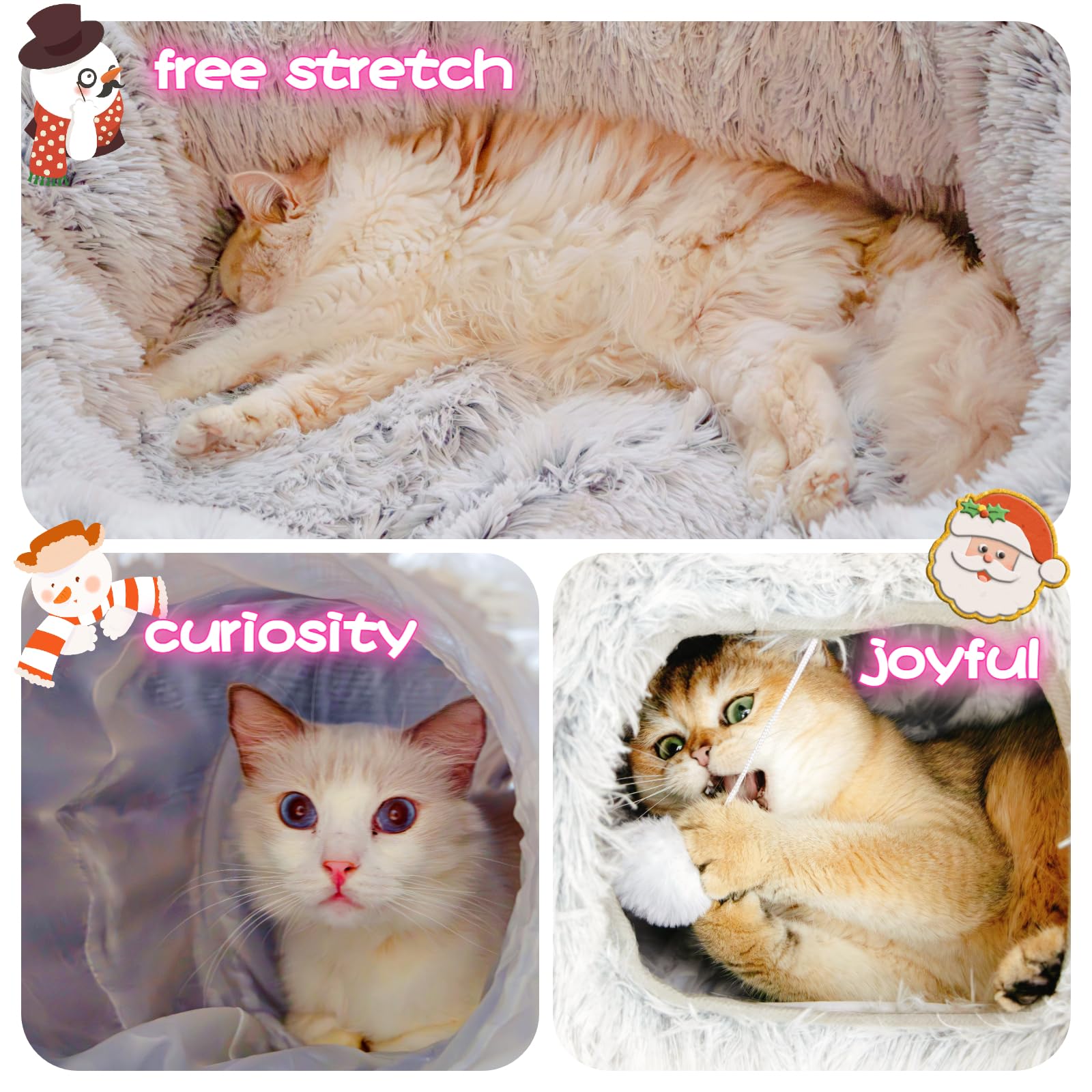 XxingSheep cat tunnel bed interior view reveals plush comfort and cozy hideaway.
