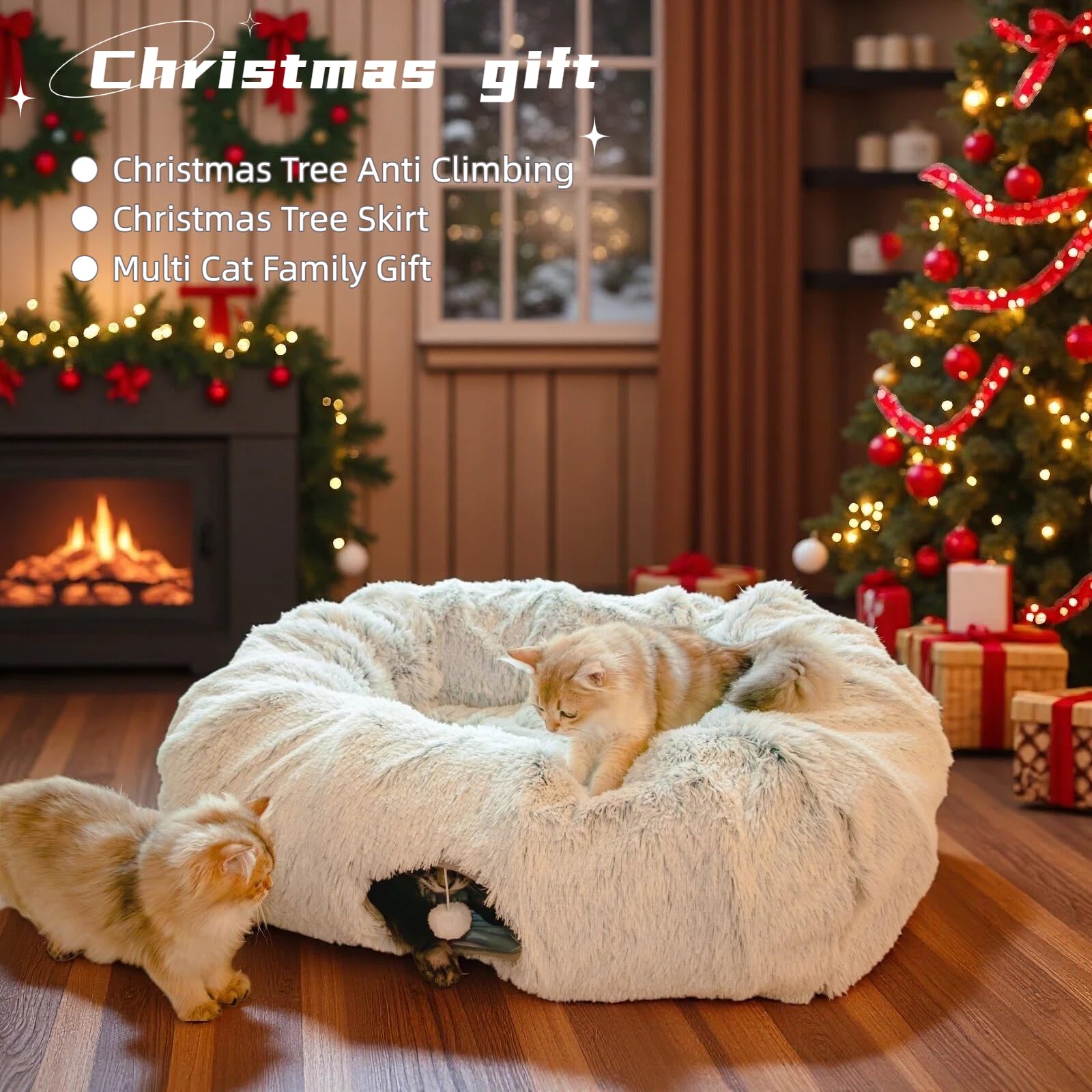 XxingSheep extra-large cat tunnel bed side view highlighting roomy play area.