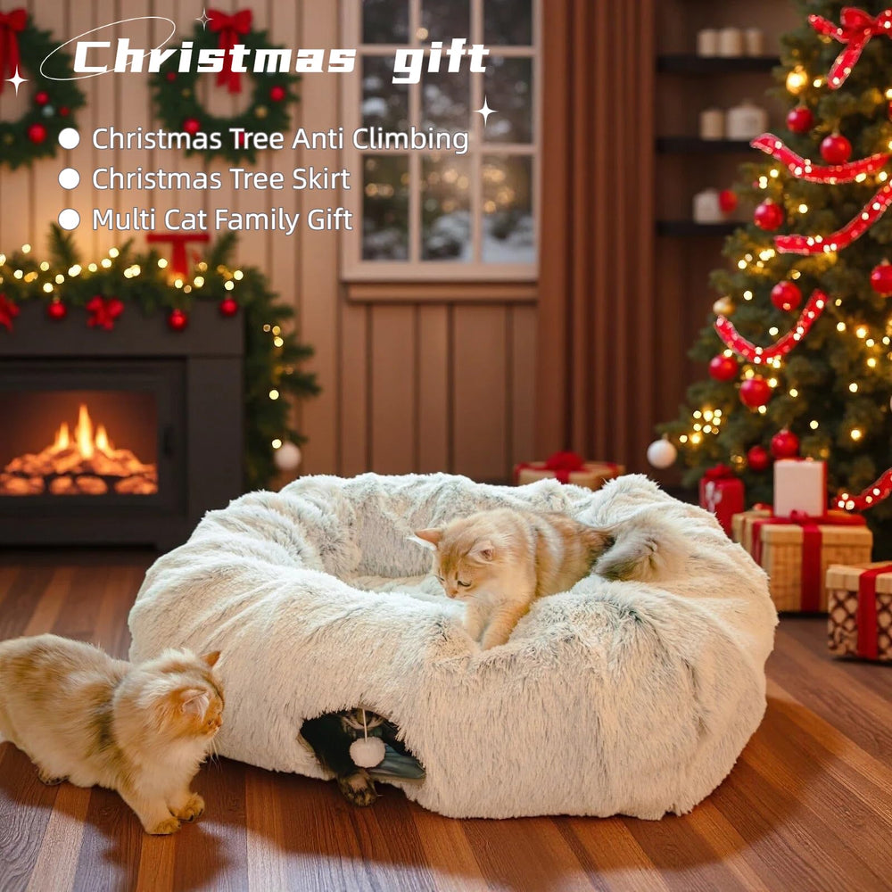 XxingSheep extra-large cat tunnel bed side view highlighting roomy play area.
