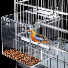 Xxmbbjy no mess bird feeder cage side view shows tidy feeding for small birds.