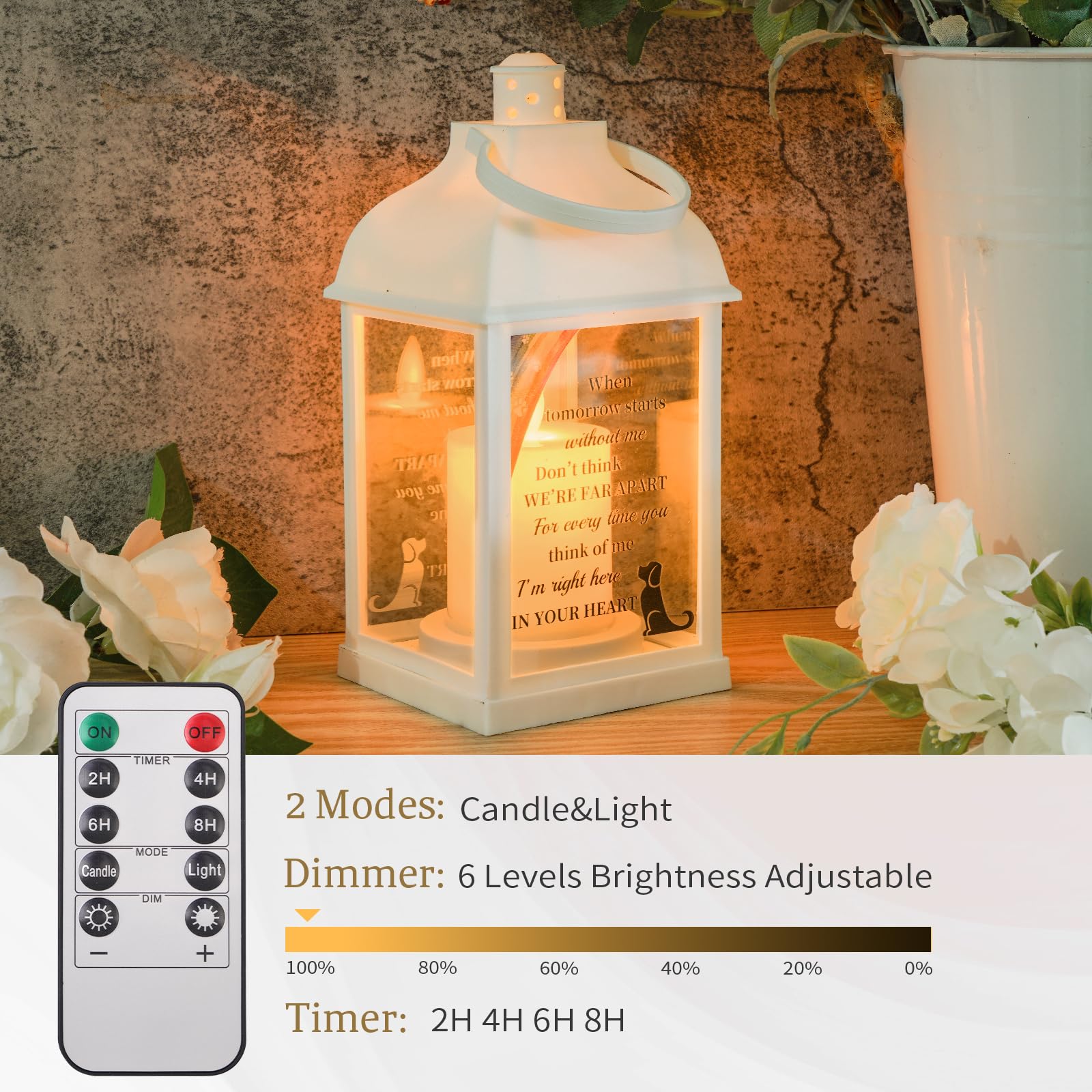 XXSTAR dog memorial lantern battery-compartment design enables cordless placement anywhere.