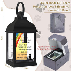 XXSTAR dog memorial lantern close-up inscription highlights durable UV-coated tribute details.