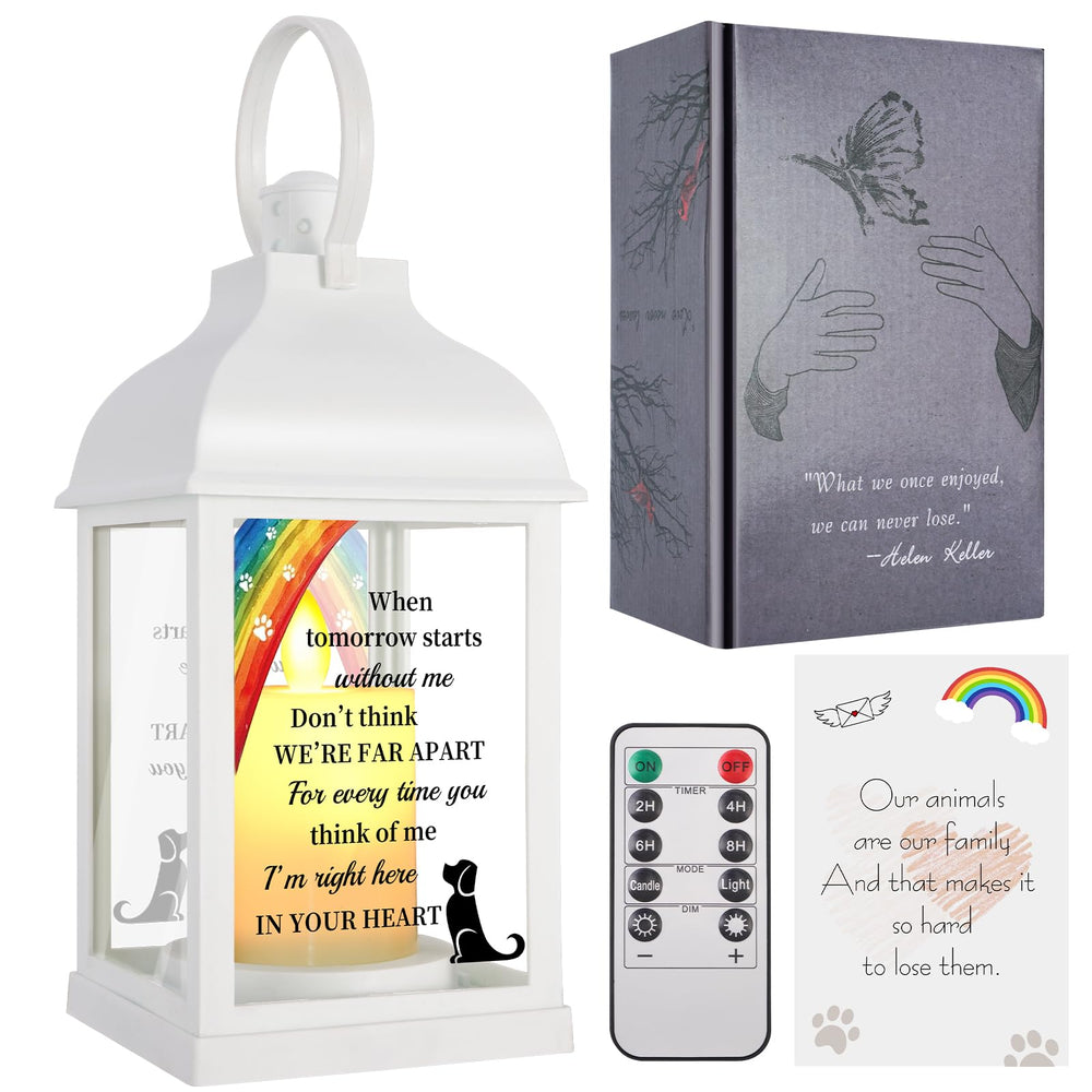 XXSTAR dog memorial lantern front view shows elegant glass sides for a lasting tribute.