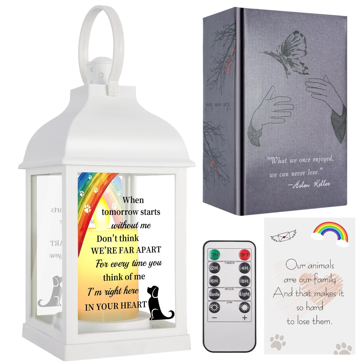 XXSTAR dog memorial lantern front view shows elegant glass sides for a lasting tribute.