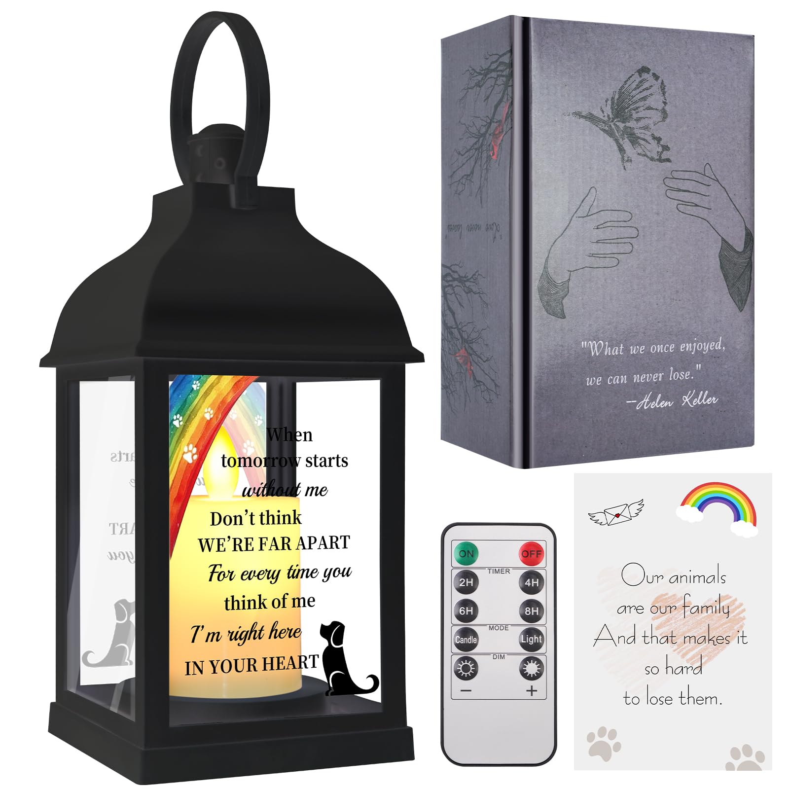 XXSTAR dog memorial lantern front view glowing softly for a tranquil remembrance.