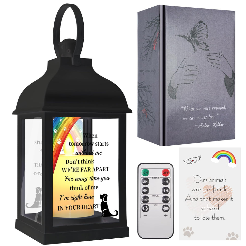 XXSTAR dog memorial lantern front view glowing softly for a tranquil remembrance.