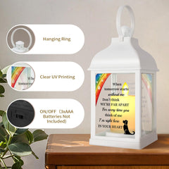 XXSTAR dog memorial lantern glass sides lit, showcasing a bright, comforting glow.