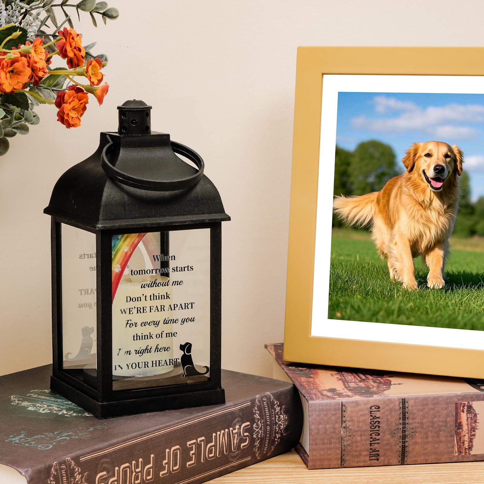 XXSTAR dog memorial lantern materials closeup reveals glass-acrylic hybrid durability.
