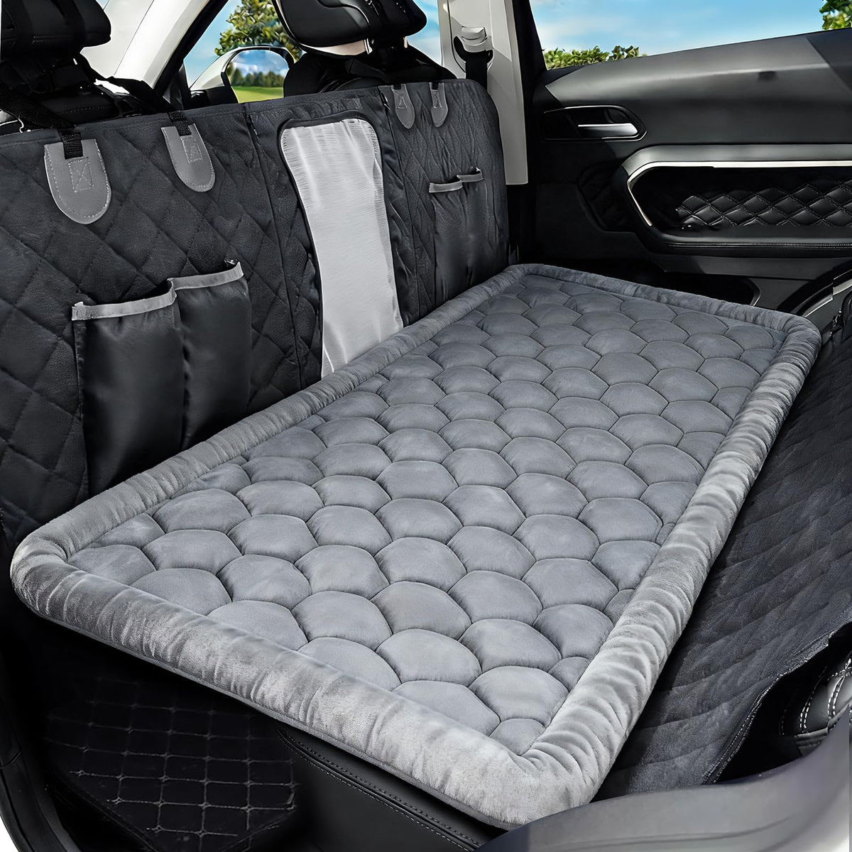 XYDongtong dog bed car seat cover gray with non-slip base for stable travel.