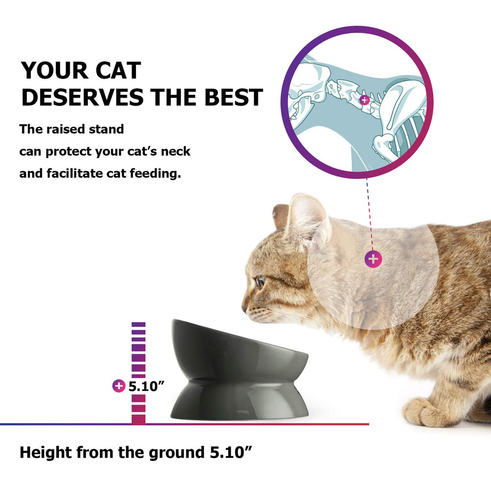 Y YHY cat bowls grey elevated-design supports comfortable neck posture.