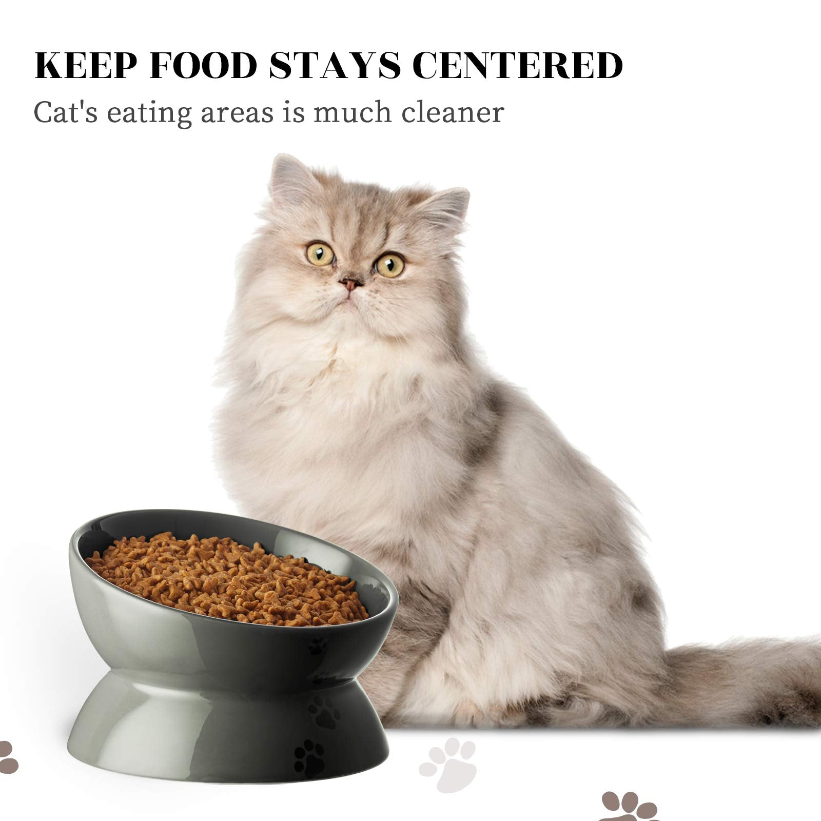 Y YHY cat bowls grey neck-position aids natural dining stance.