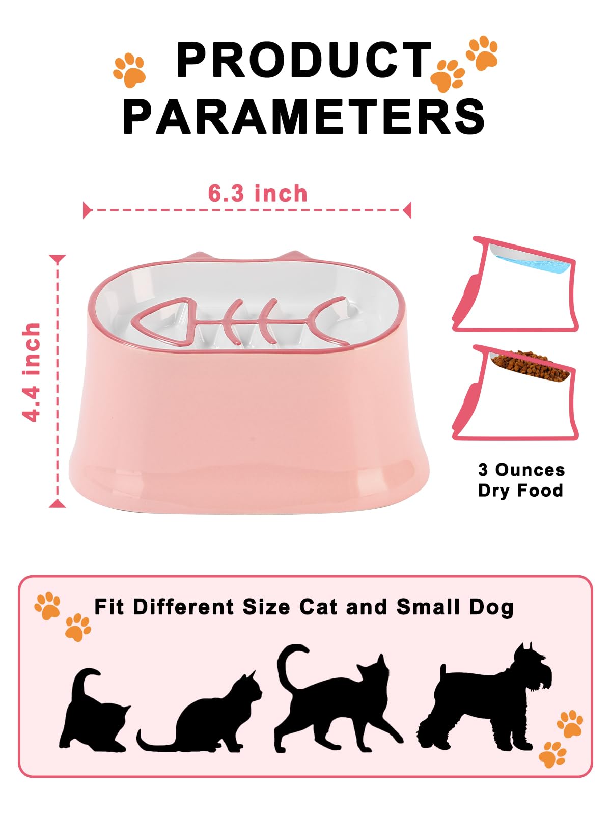 Y YHY Elevated Cat Food Bowl shows fish bone column for engaging feeding.