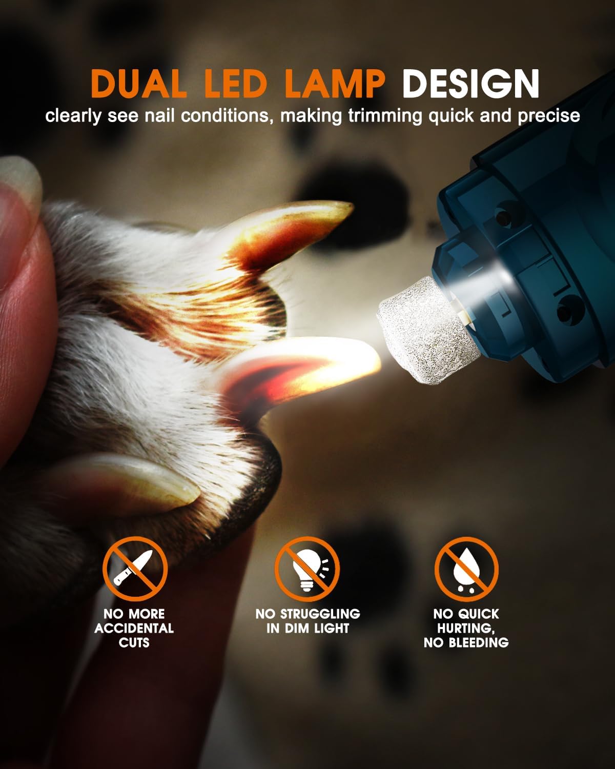 YABIFE dog nail-trimmers LED light clearly illuminates nails.