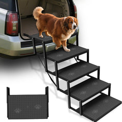 YACONA dog stairs for car five-step unfolded showing safe easy loading