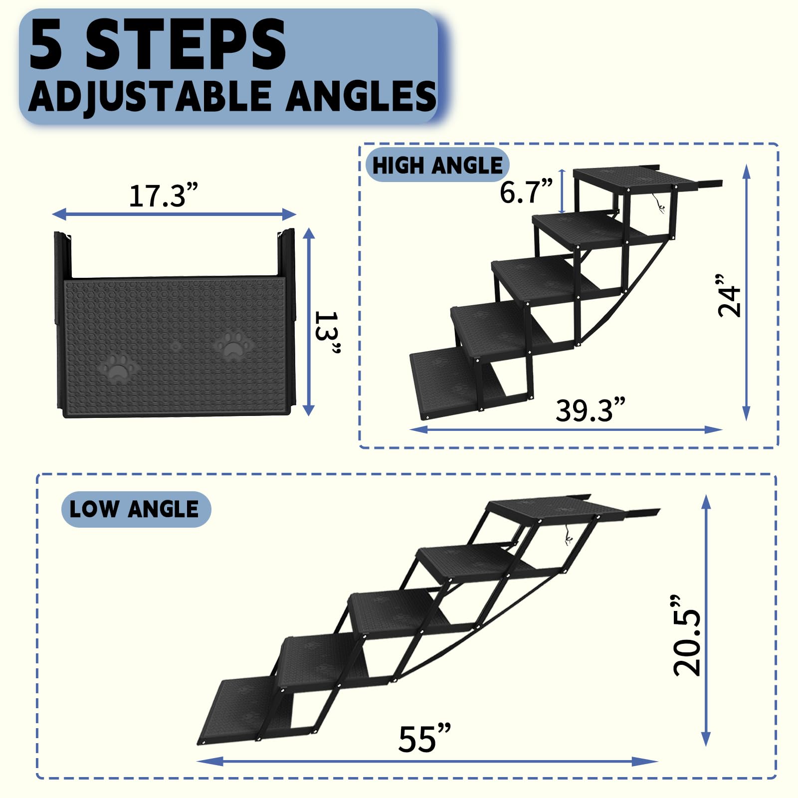 YACONA dog stairs folded compact storage near car trunk after trips