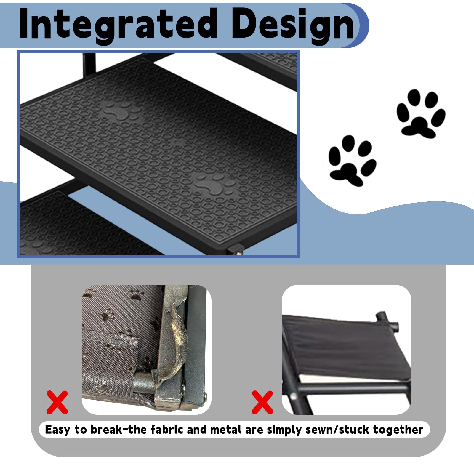 YACONA dog stairs steel-bar reinforcement adds safety under each step