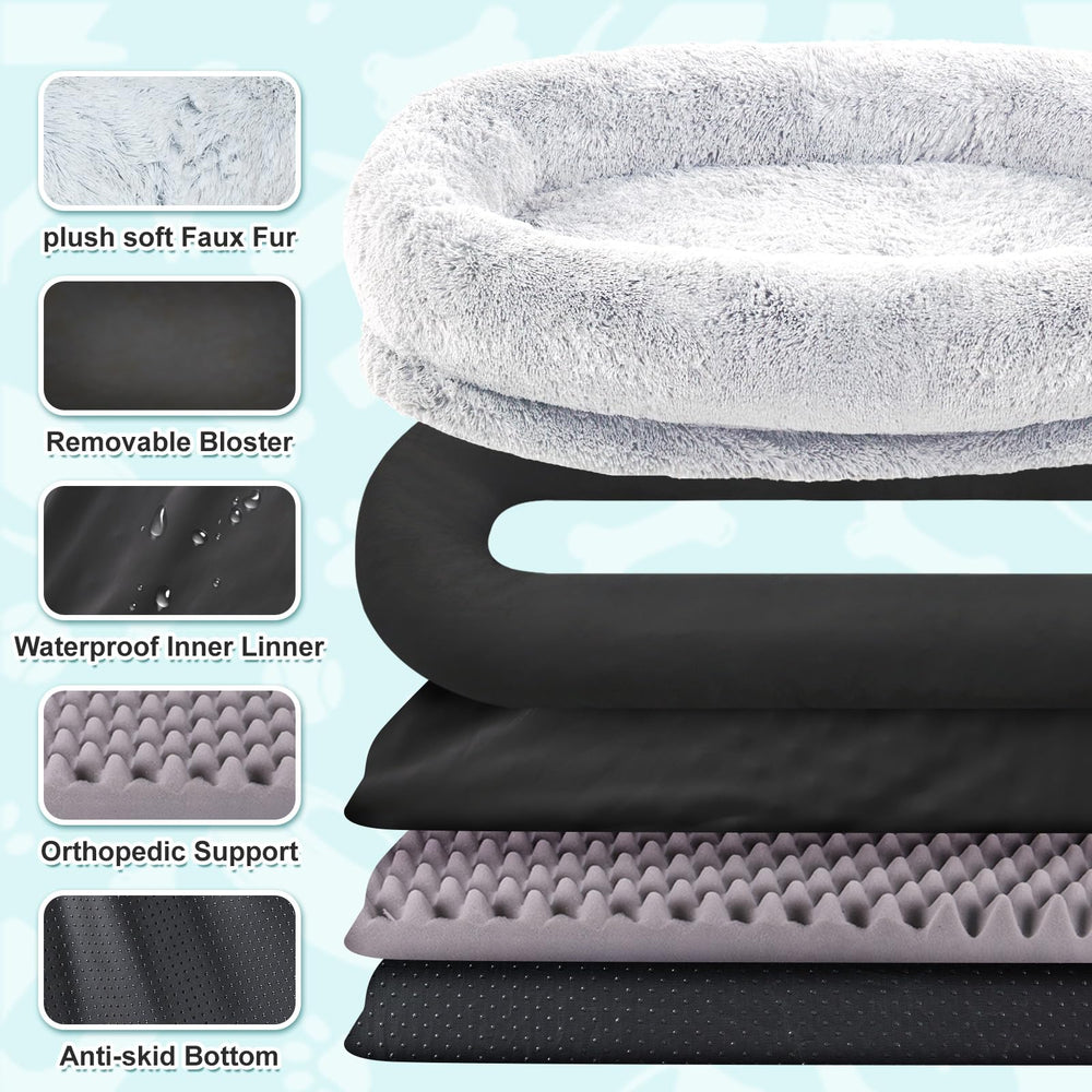 YAEM human dog bed high-density filling supports posture during naps.