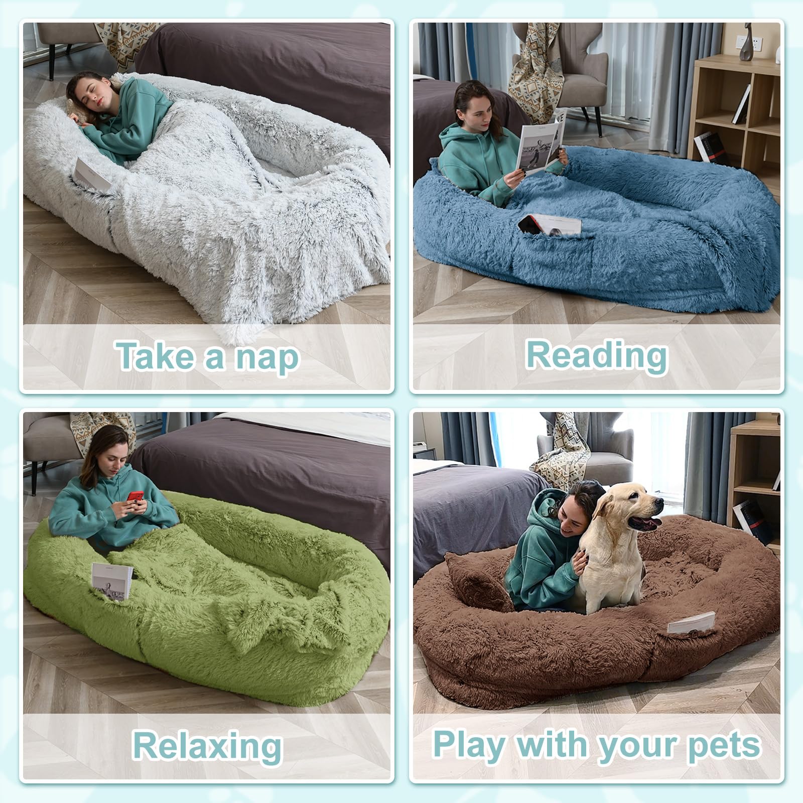 YAEM Non-slip bottom with included blanket and pillow promotes stable lounging.