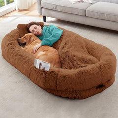 YAEM Human Dog Bed plush fur top delivers cozy lounging.