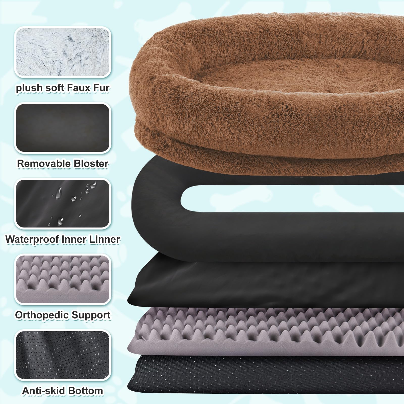 YAEM Human Dog Bed side pocket keeps essentials within reach.
