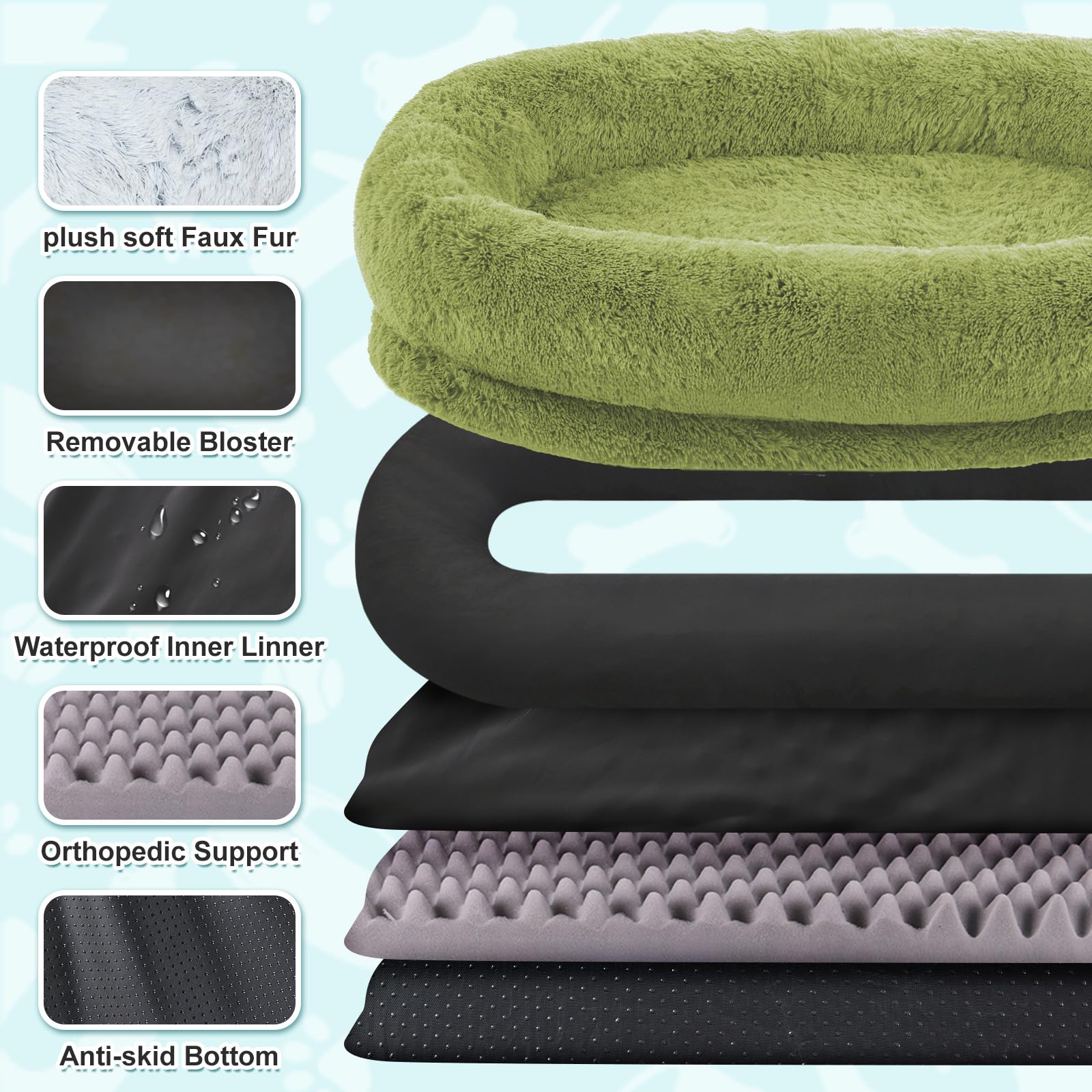 YAEM Dog Bed storage pocket image demonstrates convenient side storage.