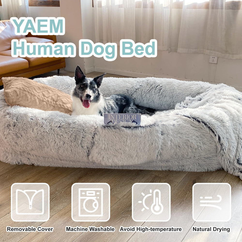 YAEM human dog bed removable cover enables low-temperature washing.
