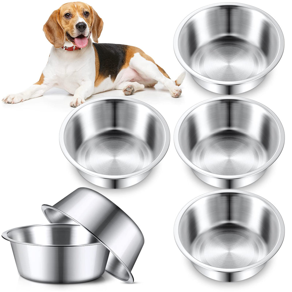 Yahenda six-pack stainless steel dog bowls for daily feeding, durable and rust-resistant.