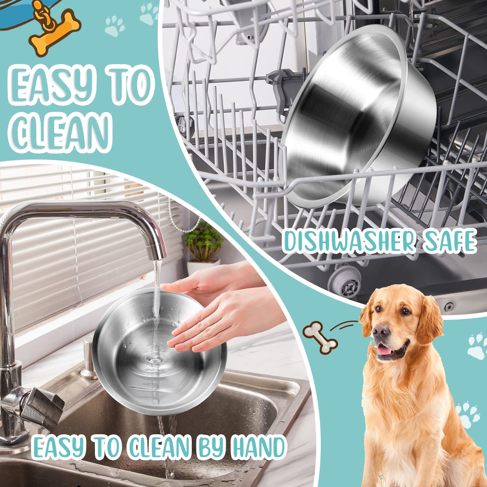 Yahenda 11-inch bowls fit small to large dogs for versatile feeding.