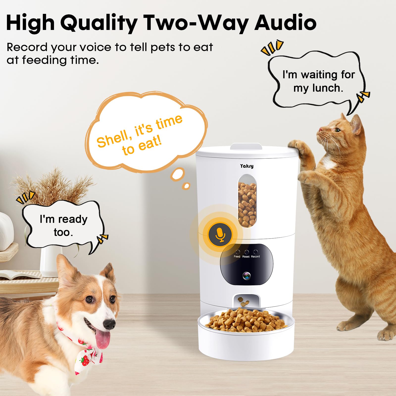 Yakry automatic cat feeder backup memory preserves schedule during outages