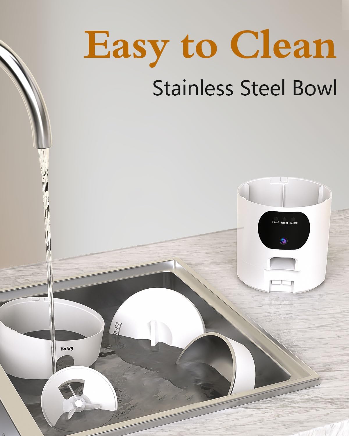 Yakry automatic cat feeder sd card motion detection supports playback of events