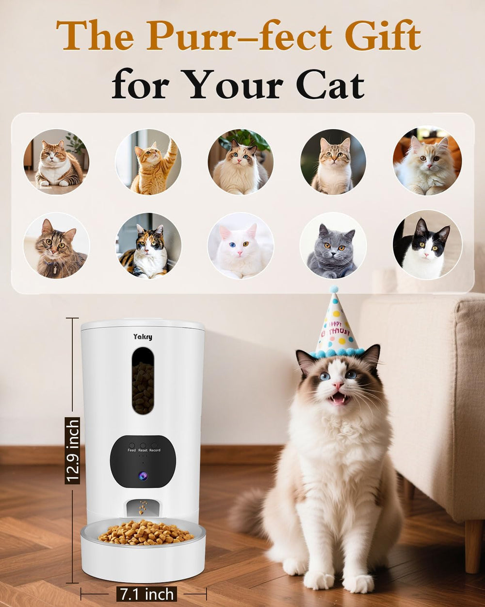 Yakry automatic cat feeder two-way audio invites quick check-ins with your pet