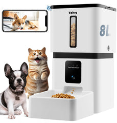Yakry automatic feeder front view highlights its large hopper for busy households.