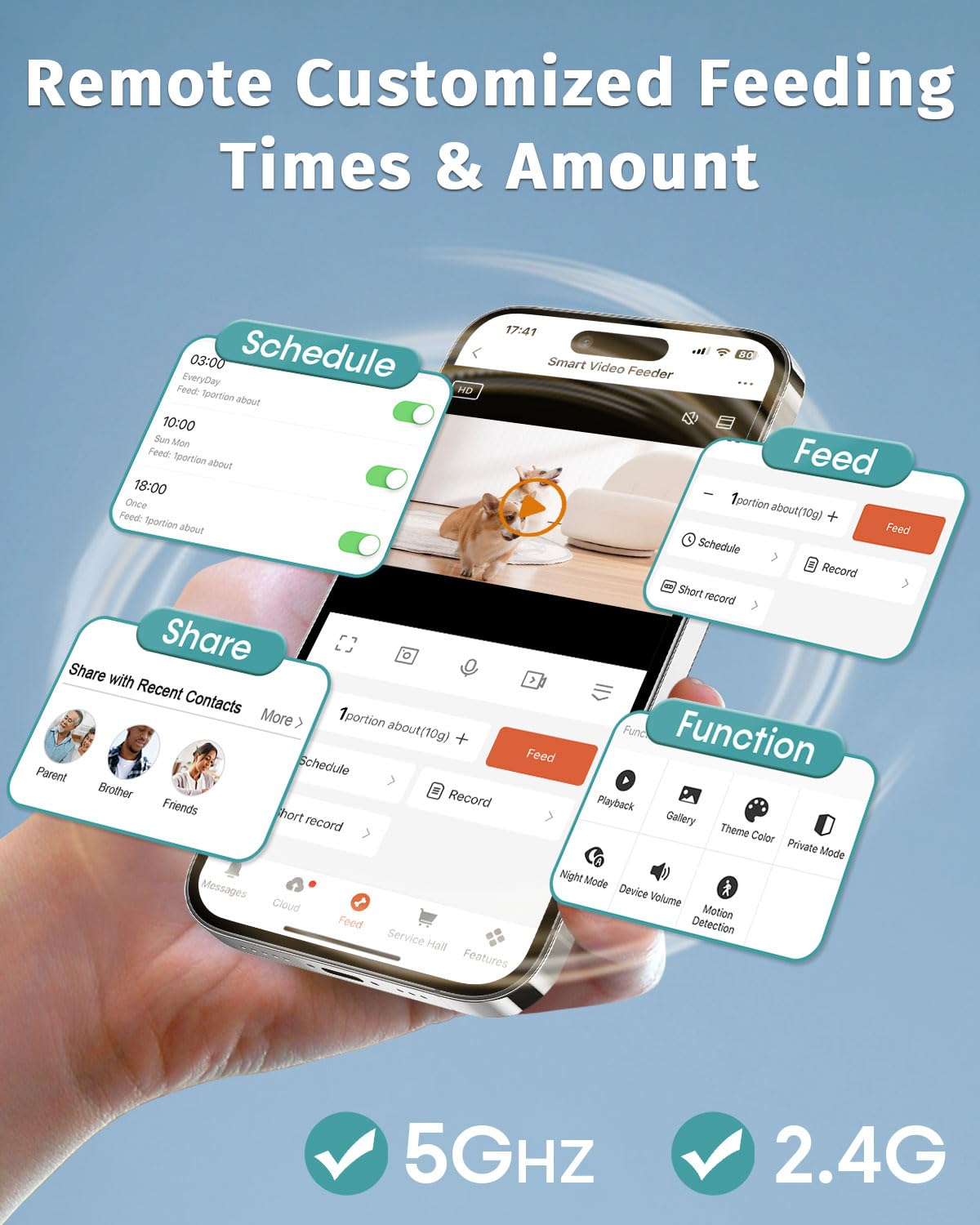 Yakry Smart Life app control lets you schedule meals from anywhere.