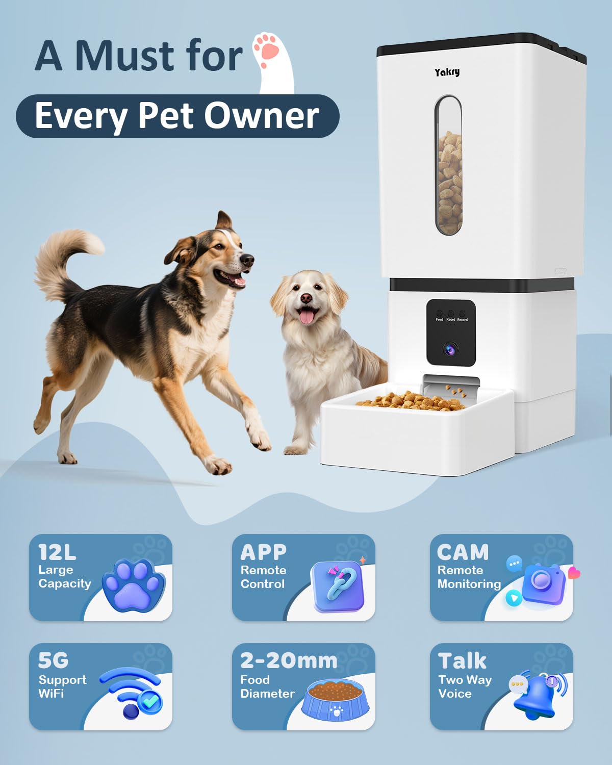 Yakry feeder camera in HD 1080p with night vision for live mealtime viewing.