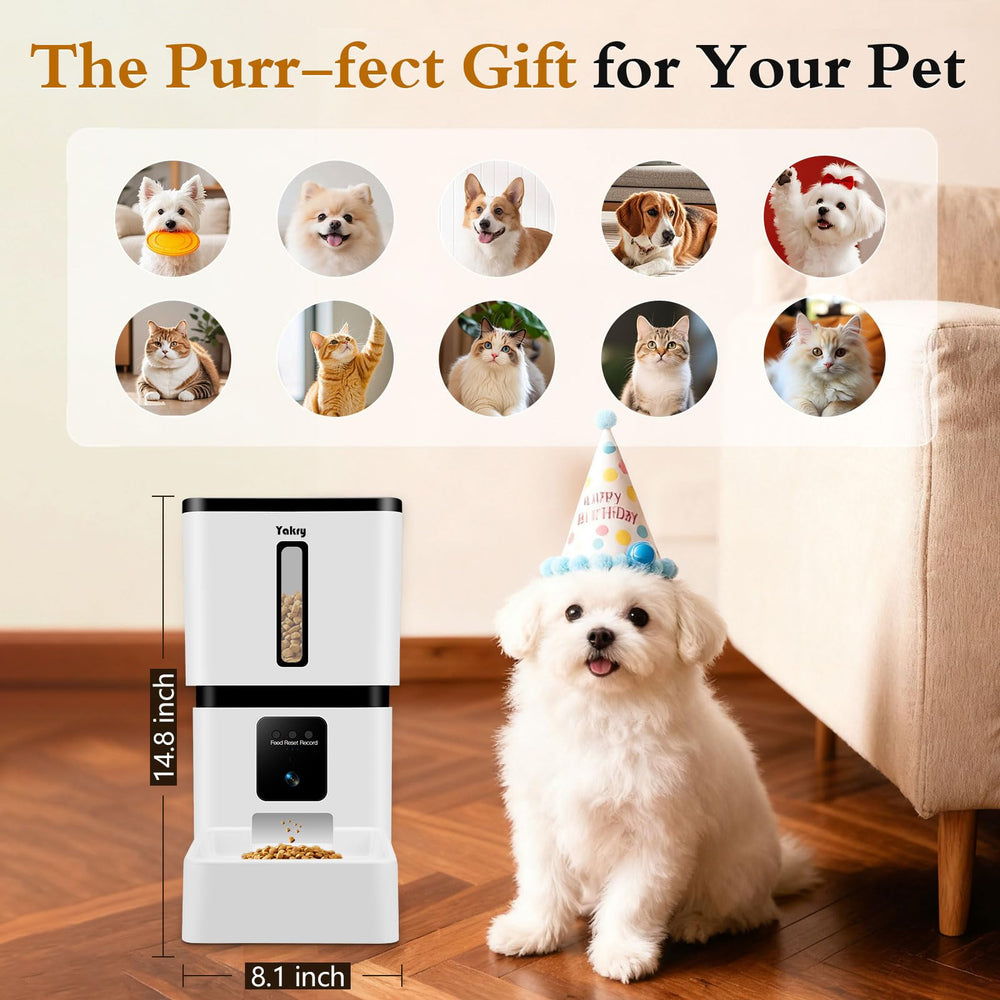 Yakry feeder includes backup power with D cell batteries for uninterrupted meals.