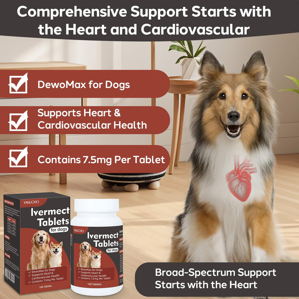 Yakucho Young Heart for Dogs tablets being poured demonstrates easy daily dosing.