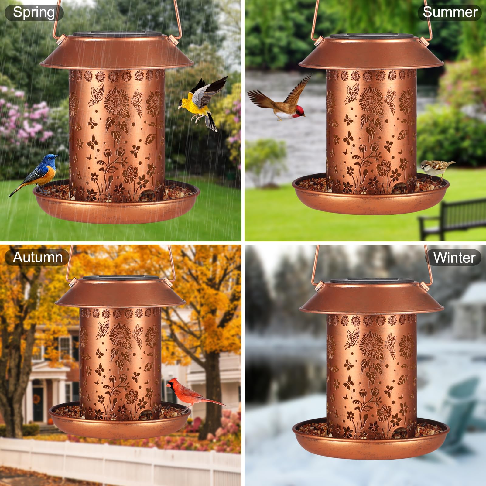 Yamodoor Sunflower Solar Bird Feeder birds attracted to seed balance